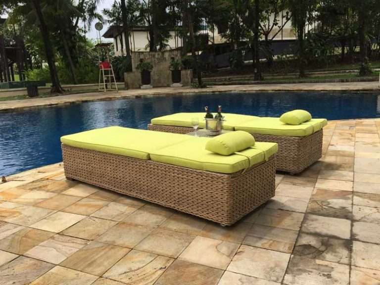 2 x montana rattan sun loungers & free table