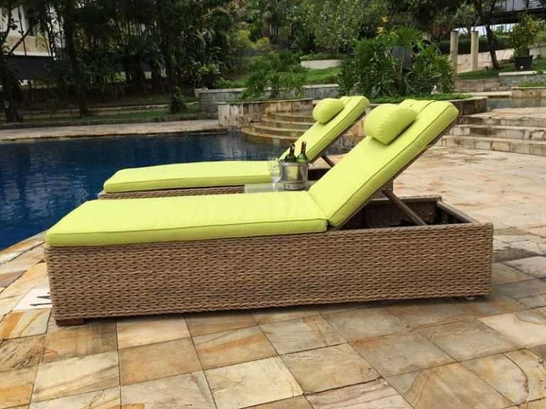 2 x montana rattan sun loungers & free table