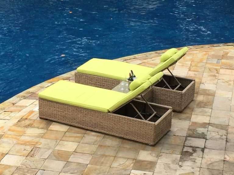 2 x Montana Rattan Sun Loungers & Free Table