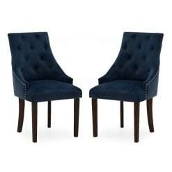 Pair of Vanille Velvet Dining Chairs, Blue