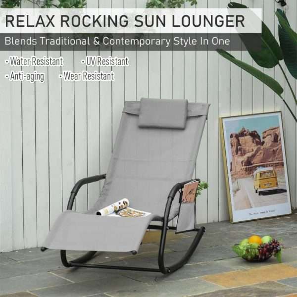 Outsunny rocking lounger, black