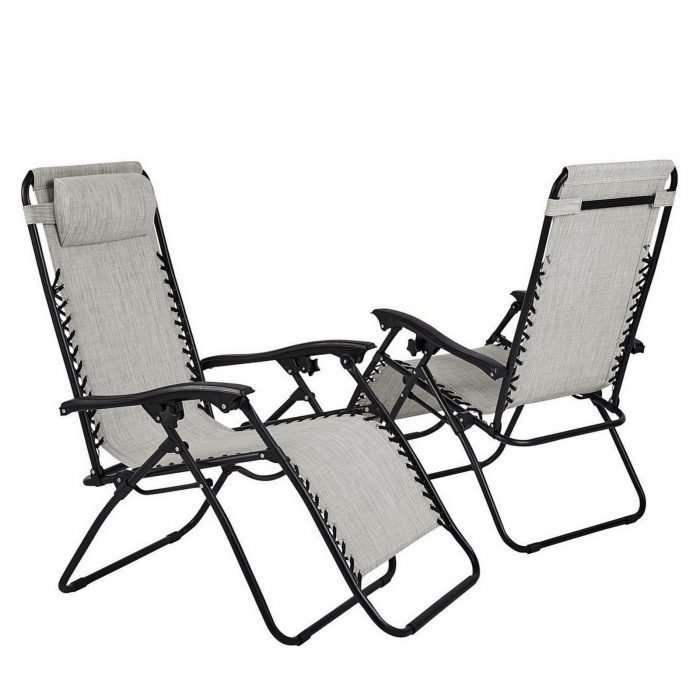 Zero gravity textilene relaxer chairs, grey