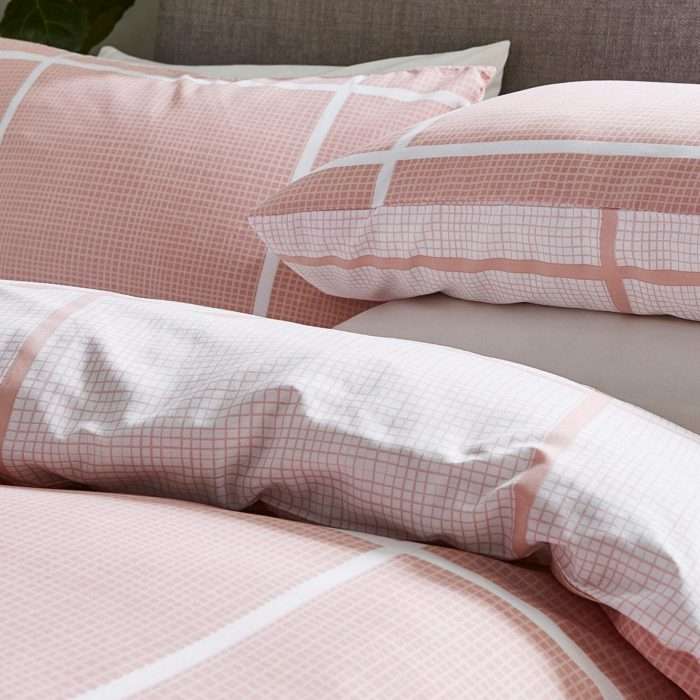 Tait pink check printed reversible duvet set