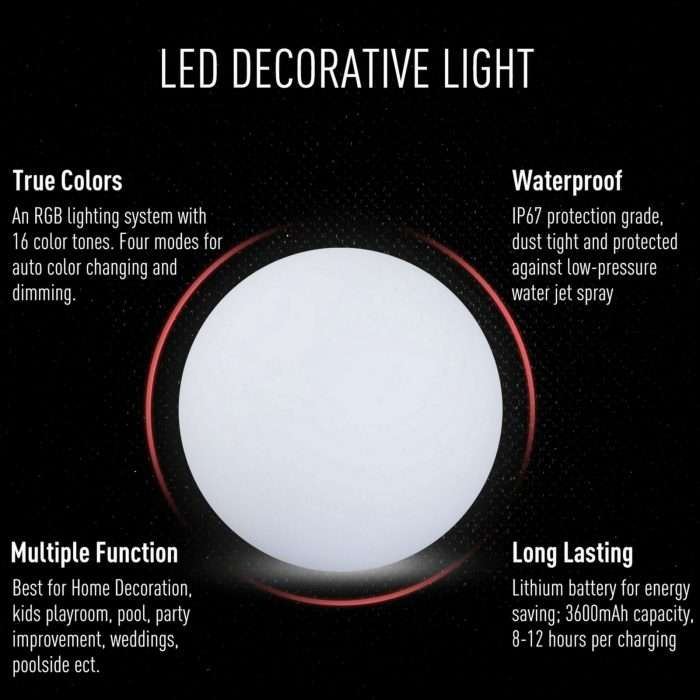 Homcom led glowing ball globe lamp, 40cm