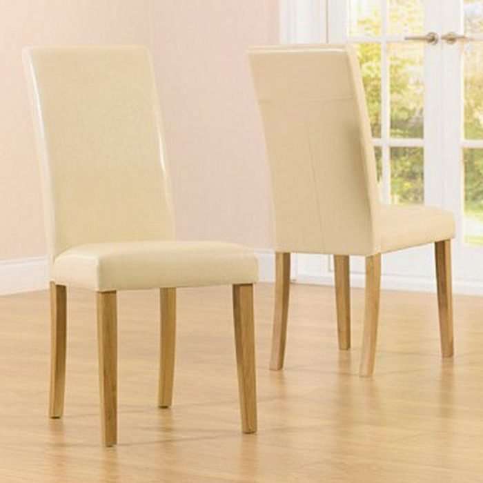 Albany faux leather dining chair, cream