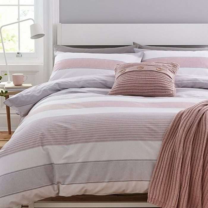 Newquay stripe reversible duvet set by catherine lansfield