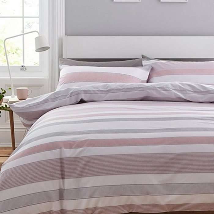 Newquay stripe reversible duvet set by catherine lansfield