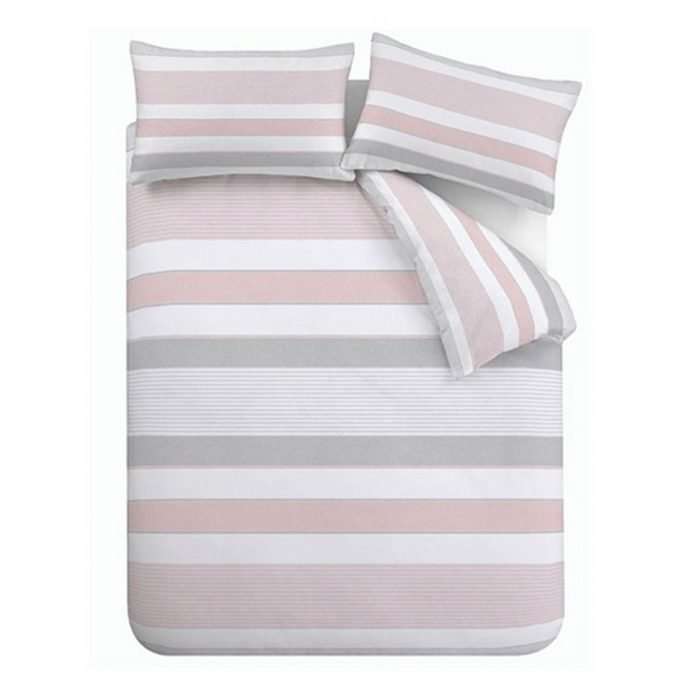 Newquay stripe reversible duvet set by catherine lansfield