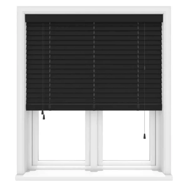 Carbon Black Real Wood Roman Blind, Made to Measure