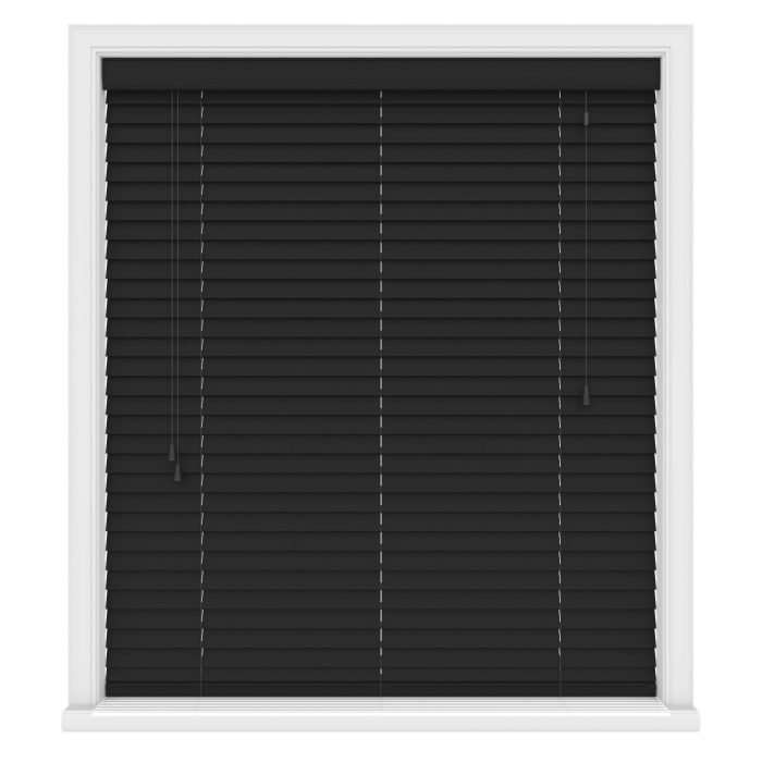 Carbon black real wood roman blind, made to measure