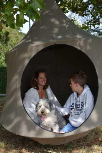 Domo hanging armchair tent, your very own treehouse on stilts.