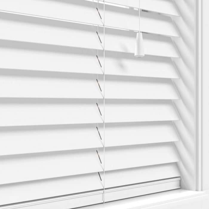 Pure white real wood roman blind, made to measure