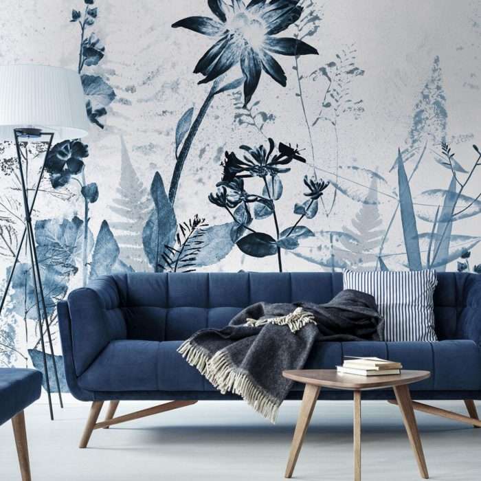 Flower press ink wall mural, 300 x 280cm