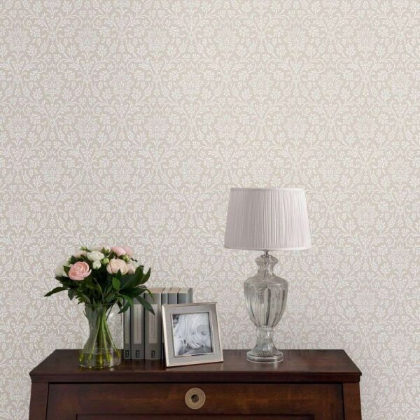 Laura Ashley Annecy Dove Grey Wallpaper - 10 Metres