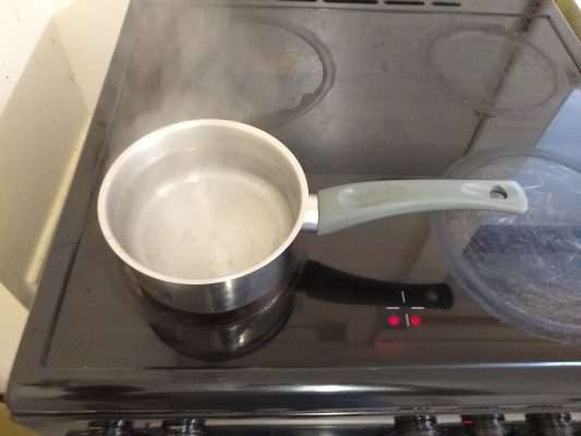 Saucepan of ready boiling water