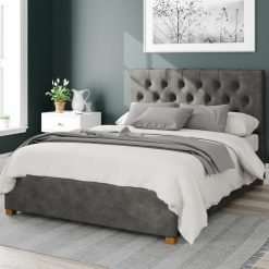 Olivier Ottoman Storage Bed - Double - Kimiyo Linen Granite