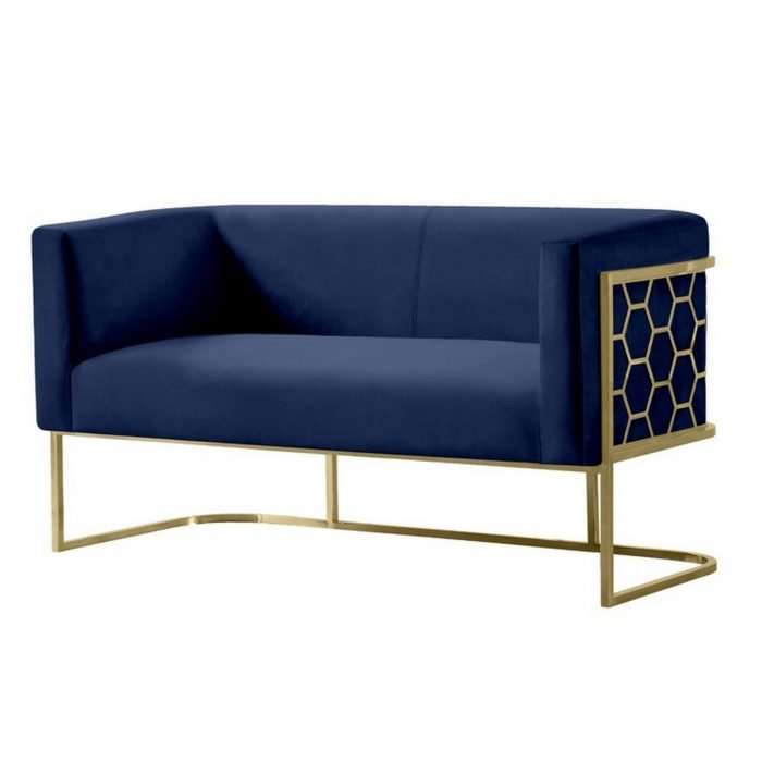 Alveare two seat sofa - brass - blue, video call available