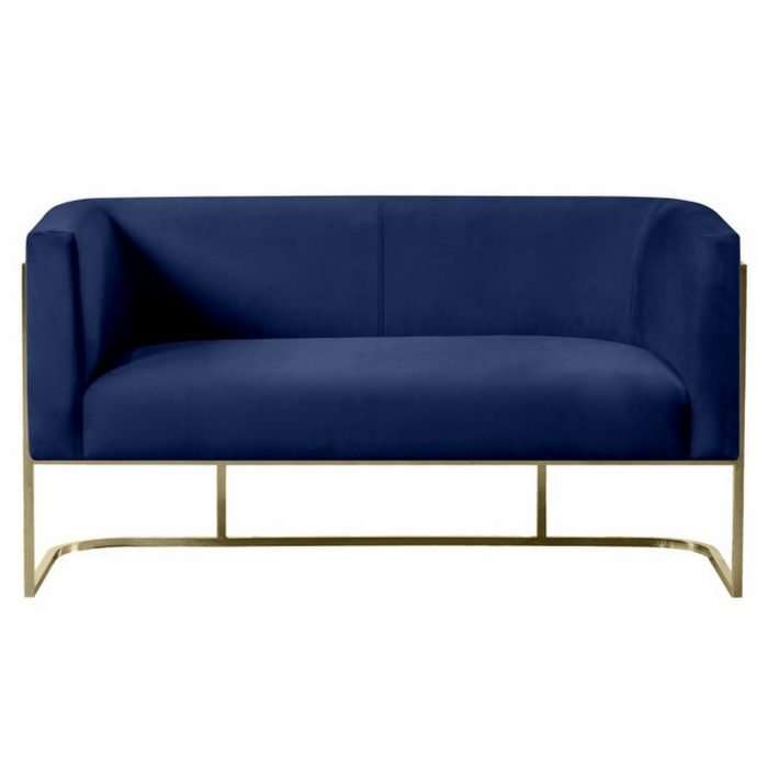 Alveare two seat sofa - brass - blue, video call available