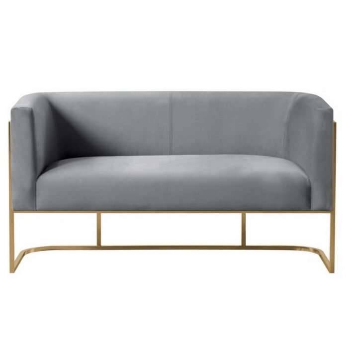 Alveare two seat sofa - brass - dove grey, video call available