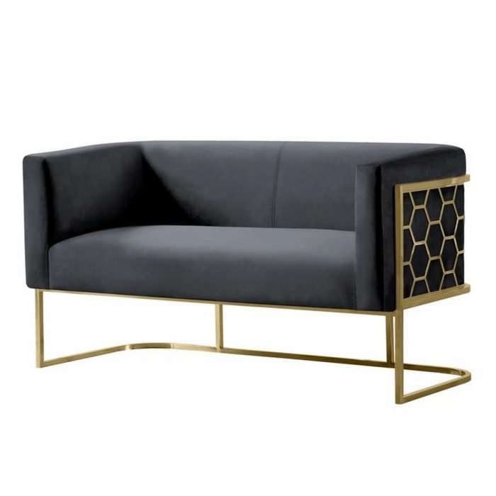 Alveare two seater sofa - brass - smoke, video call available