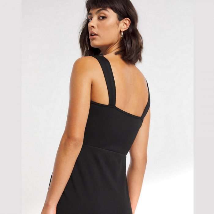 Scuba wide strap square neck bodycon dress