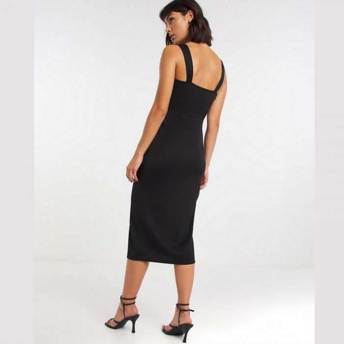 Scuba wide strap square neck bodycon dress