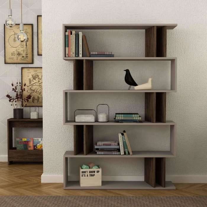 Part six shelf bookcase - mocha & dark brown