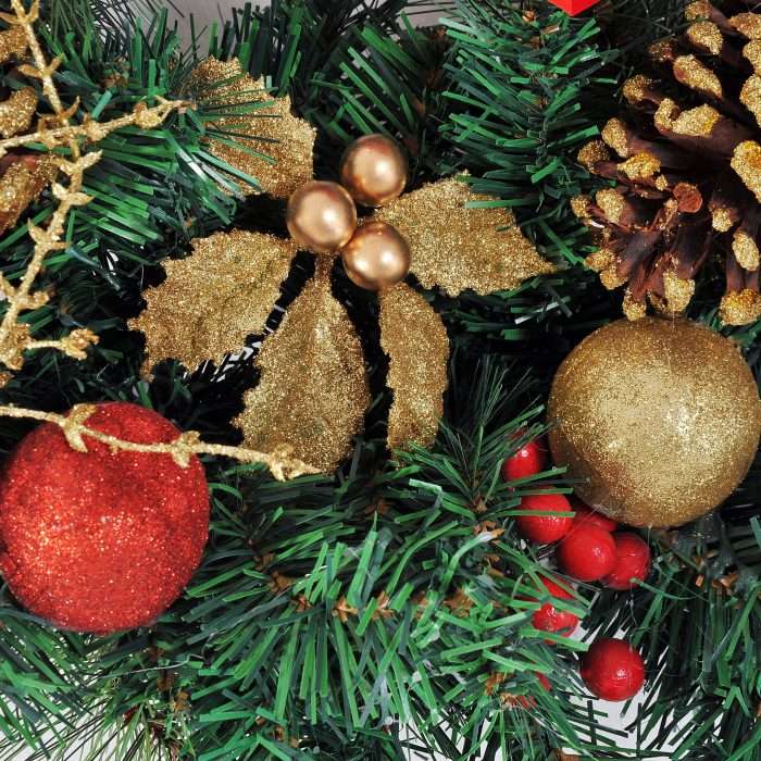 Pre-lit artificial christmas door wreath, 60 cm diameter