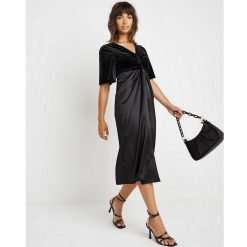 Joanna Hope Velour Satin Mix Dress