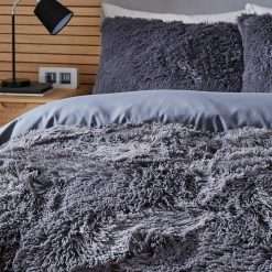 Long Pile Faux Fur Grey Duvet - Various Sizes