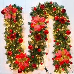 Red 2.7M Light Up Christmas Garland