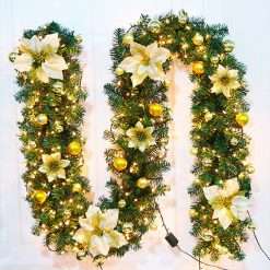 Gold 2.7M Light Up Christmas Garland