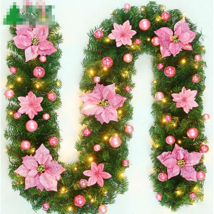 Pink 2. 7m light up christmas garland