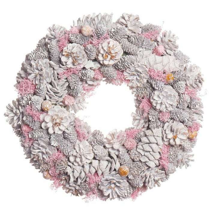 Winter sparkle pink christmas wreath - 39cm