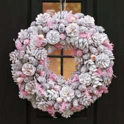 Winter Sparkle Pink Christmas Wreath - 39cm