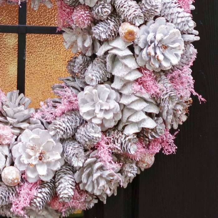 Winter sparkle pink christmas wreath - 39cm