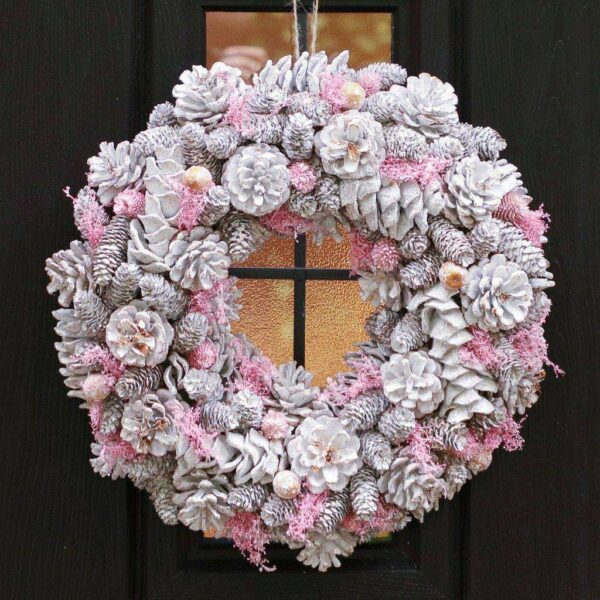 Winter Sparkle Pink Christmas Wreath - 39cm
