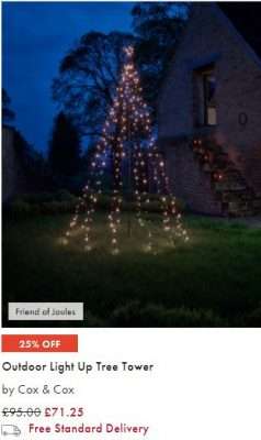 Outdoor light up tree tower - joules black friday event with up to 25% off.