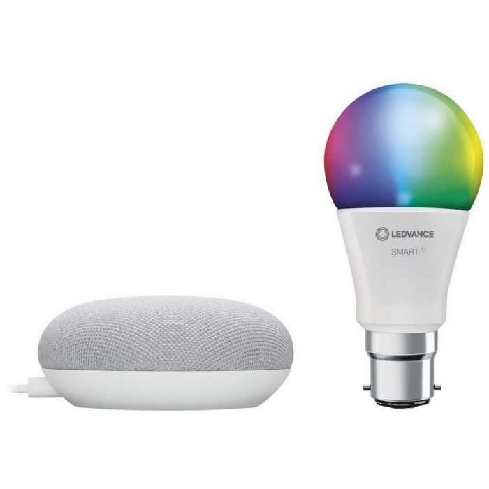 Ledvance lv542761 smart+ rgb bayonet bulb & google nest mini