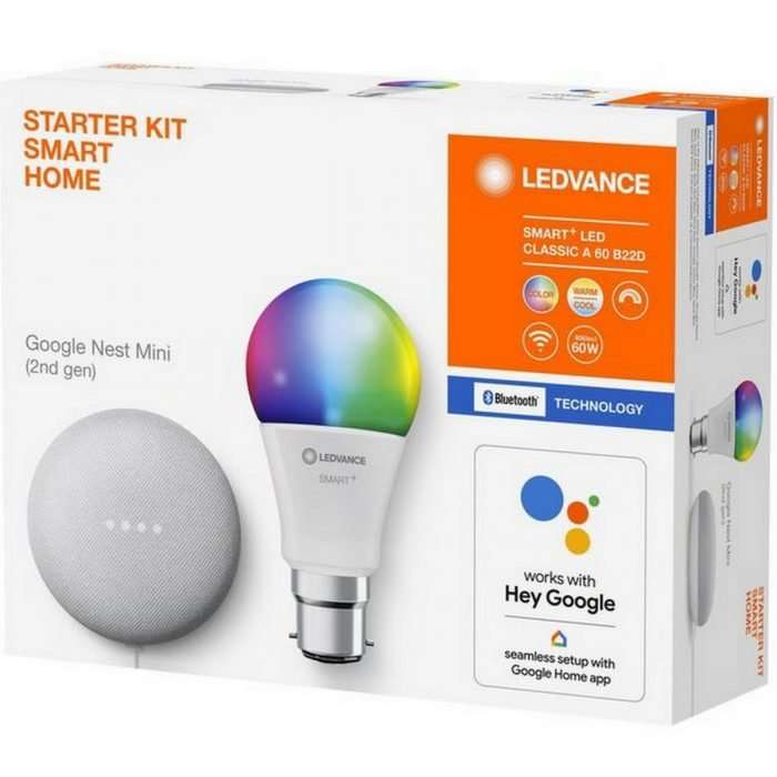 Ledvance lv542761 smart+ rgb bayonet bulb & google nest mini