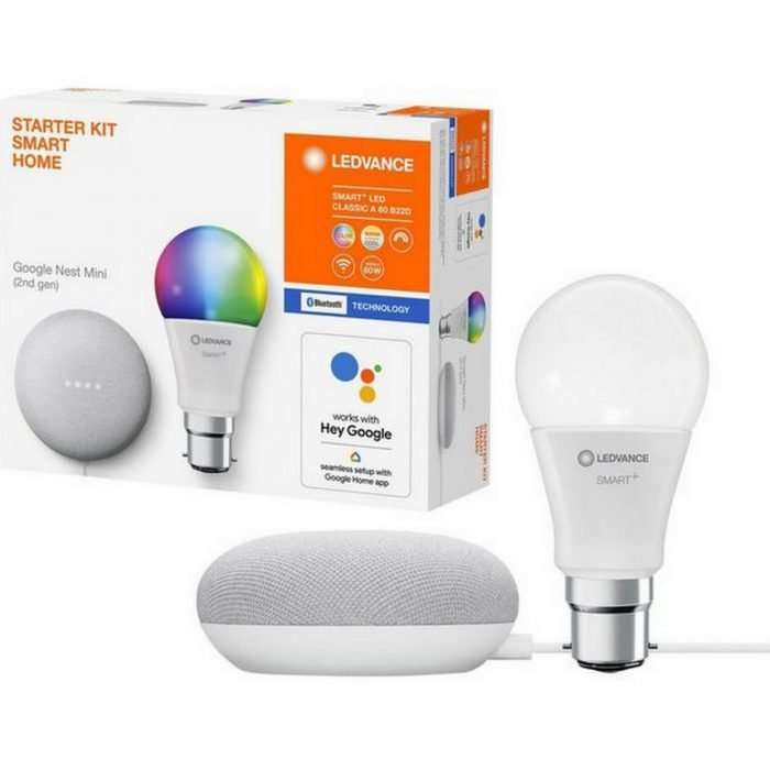 Ledvance lv542761 smart+ rgb bayonet bulb & google nest mini