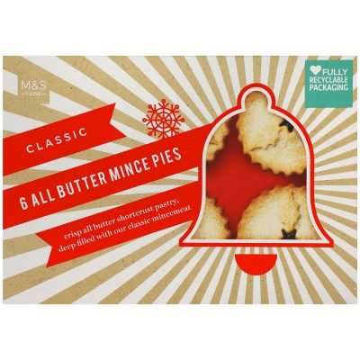 M&S 6 All Butter Mince Pies 350g  WAS £1.90 BUY 2 FOR £3
