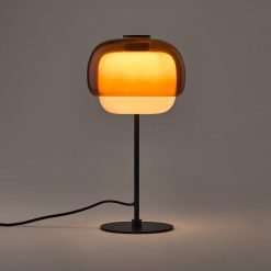 Kinoko Table Lamp in Coloured Glass, Dark Orange