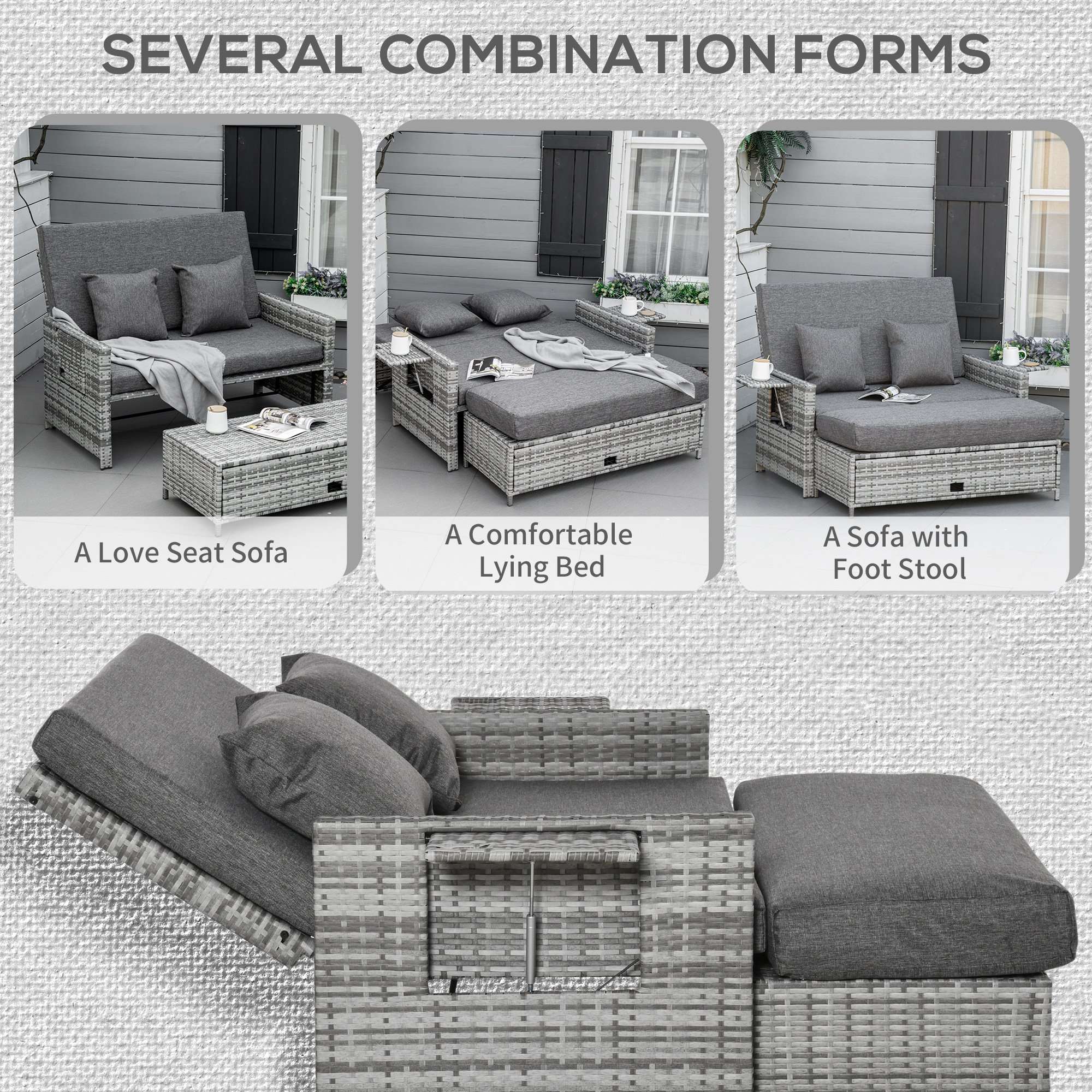 Outsunny rattan garden day bed and lounger set Outsunny rattan garden day bed and lounger set