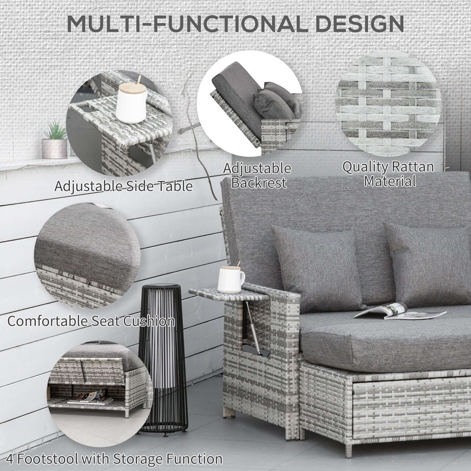 Outsunny rattan garden day bed and lounger set Outsunny rattan garden day bed and lounger set