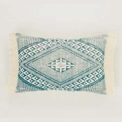 Pineapple Elephant Kebra Aztec Cushion, Teal