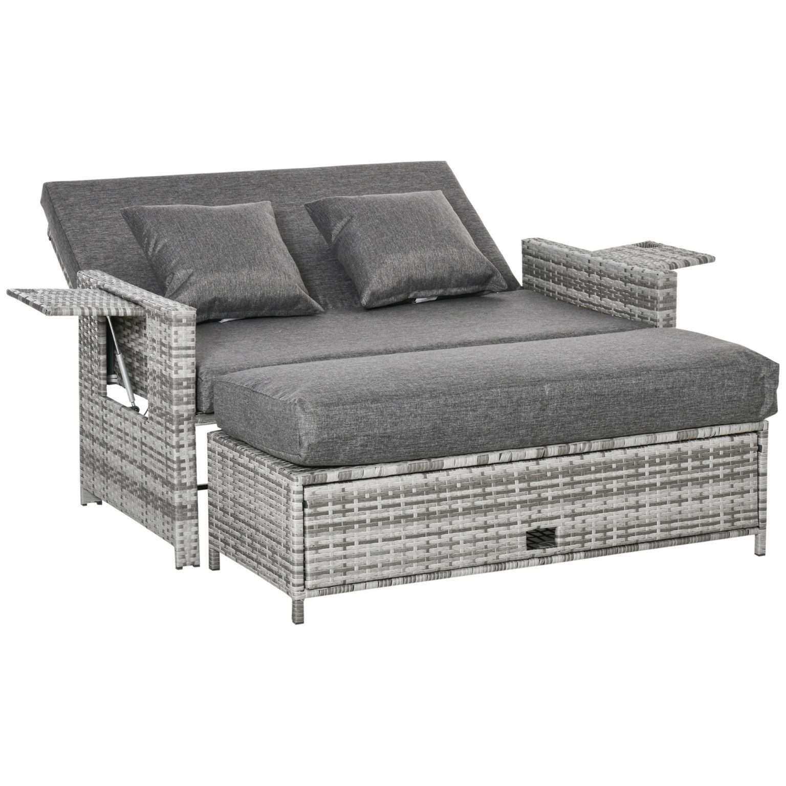 Outsunny Rattan Garden Day Bed and Lounger Set Absolute Home