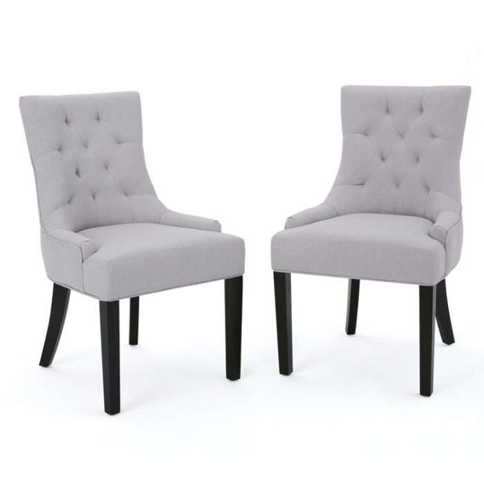 Albertina tufted dining chair, light grey (set of 2)