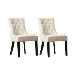 Albertina Tufted Dining Chair, Beige (Set of 2)