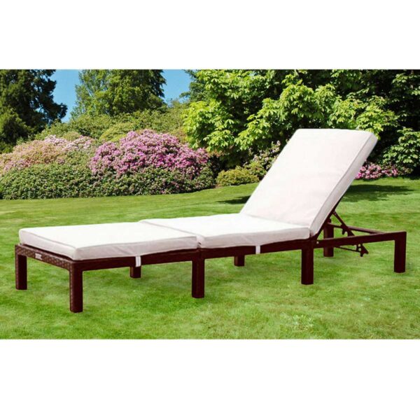 Janelle reclining sun lounger with cushion, brown